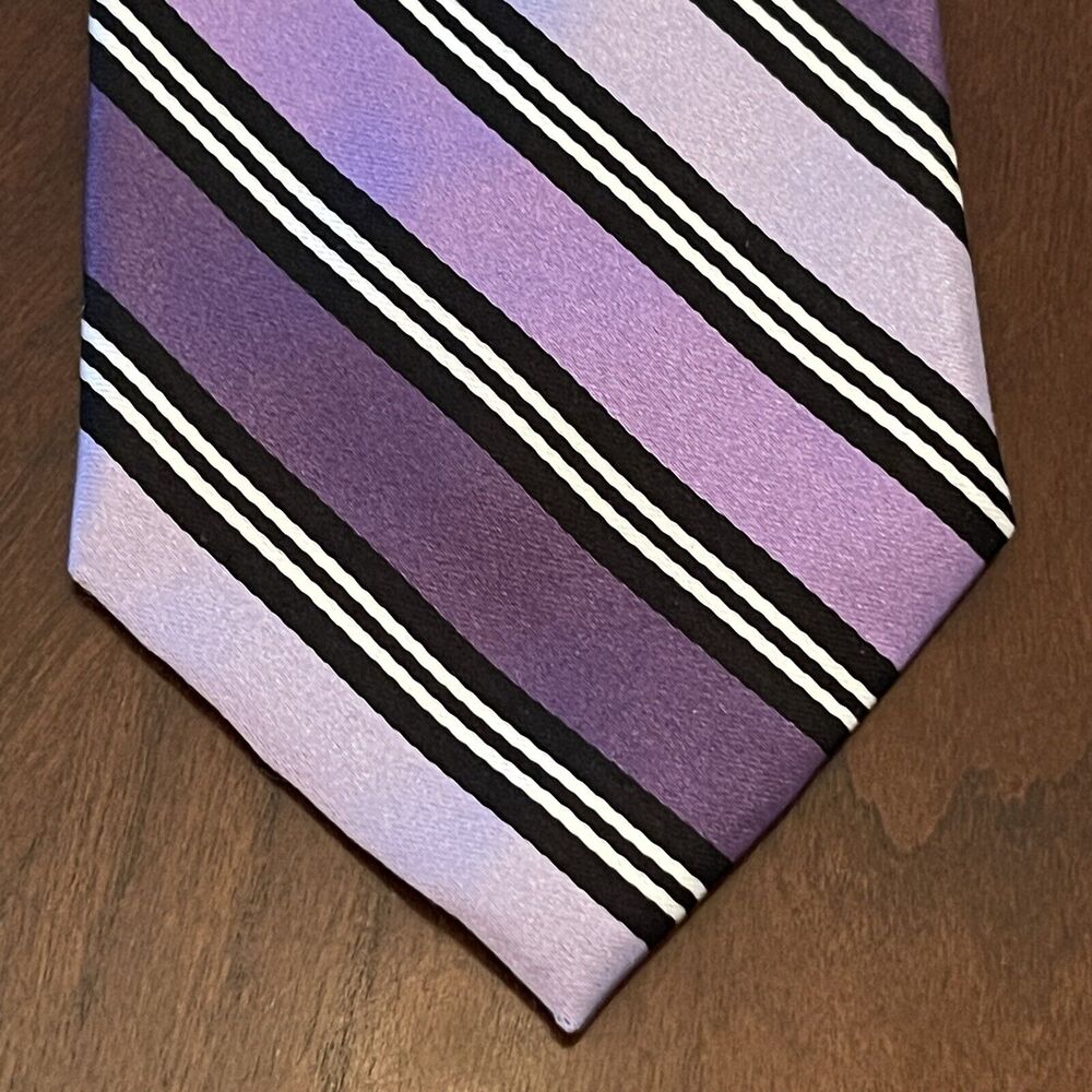 Pierre Cardin Purple Black 100% Silk Men’s Neck Tie Made In China